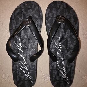 Michael Kors Black Jet Set Flip Flops